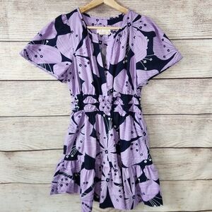 Anthropologie The Somerset Mini Dress in Lavender Purple Floral Medium Petite